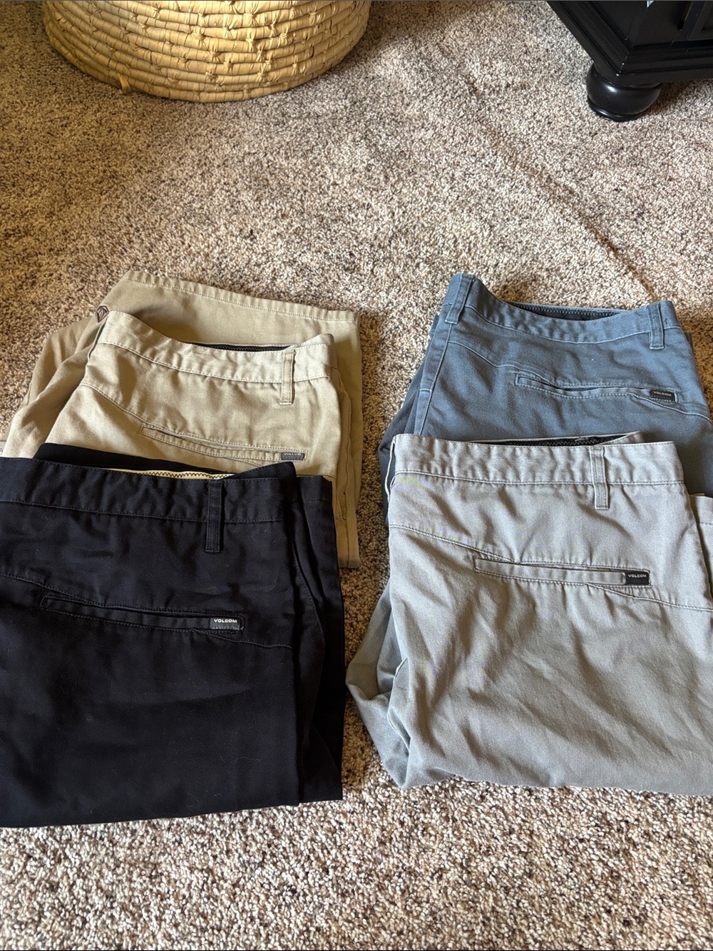 Volcom Men's Chino Pants in Black, Khaki, Gray, and Blue-Grey